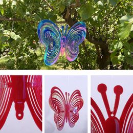 Decorative Figurines Wind Spinner Drive Birds Away Butterfly Gardening Supplies Rustproof Spiral Reflector Red 21.2 15cm Garden Decoration