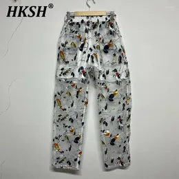 Men's Pants HKSH Bird Print Perspective Organza Personalise Sunproof Loose Fitting Design Versatile Trend Casual Mesh HK1035