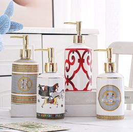 Hotel Ceramic Hand Sanitizer Bottle High-Grade Golden Shower Gel Fire Extinguisher Bottles Pump Bottle Lotion Bottle European Cross-Border Wholesale