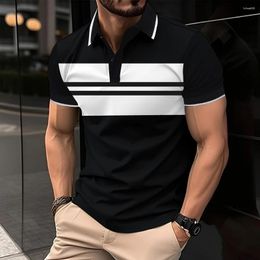 Men's Polos Polo Shirt Fashion Colour Matching Short Sleeve For Men Business Casual Top Daily Street Style