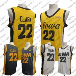 Iowa Hawkeyes #22 Caitlin Clark Basketball Jersey Yellow White Black Jerseys S-XXXL
