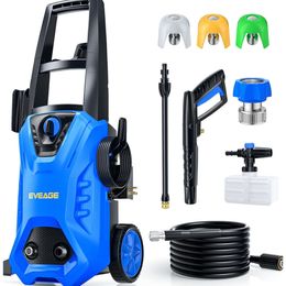 Upgrade your cleaning game with EVEAGE 2024 Electric Pressure Washer - 4200PSI Power Washer with Foam Cannon & 3 Nozzles for Patios, Cars, and More