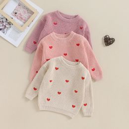 Sweaters 20231012 Lioraitiin 018M Baby Girl Knit Sweater Love Heart Embroidery Sweatshirt Pullover Tops Infant Valentine's Day Clothes