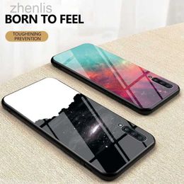 Cell Phone Cases Luxury Starry Sky Glass Phone Case for Samsung A90 A80 A70 A60 Hard Cover for Samsung Galaxy A50 A40 A30 A20 A10 Anti-fall Case d240424