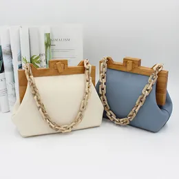 Shoulder Bags Women's Wooden Acrylic Chain Night Luxury Party Banquet Bag.