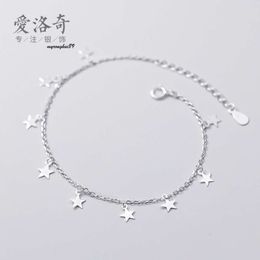 sailormoon sister bracelet designer Aloqi S Sier Bracelet Women's Korean Edition Small Fresh Glossy Five Pointed Style Star Headpiece S3900