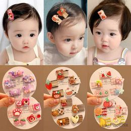 Hair Accessories 5 Pcs/Set Children Cute Cartoon Flower Bow Ornament Hair Clips Kids Acrylic Barrettes Hairpins Baby Girls Mini Hair Accessories