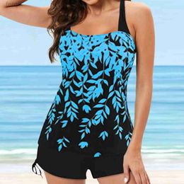 Women's Swimwear Tankini Bikini Set Womens Digital Print Swimsuit Split Beach Large Bikini Suspender Swimwears Tankinis Set traje de bao mujer d240424