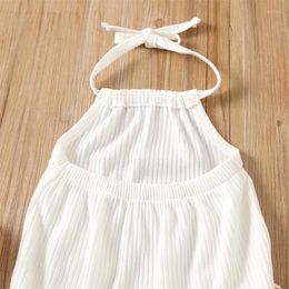 Clothing Sets Born Baby Girl Summer Outfit Clothes Ribbed Knit Halter Sleeveless Romper Tops With Flared Pants Set