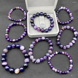 Strand 6/8/10 Mm Dreamlike Purple Agate Stone Bracelets For Women Real Natural Bracelet Healing Crystal Bead Braclet Hand Jewelry