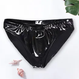 Women's Panties Leather Women Sexy Open Crotch SissyPanties Glossy Surface Underwear High Waist Bright Mirror Paint Underpants