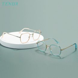 Women Square Eyeglasses Metal Full Rim Small Glasses Frame For Prescription Lenses 240415