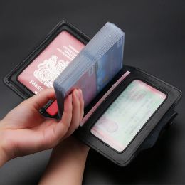 Holders New Genuine Leather Function 40 Bits Card Case Business Card Holder Men Women Credit Passport Card Bag ID Passport Card Wallet