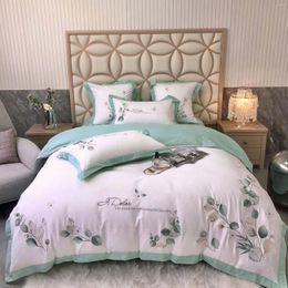 Bedding Sets Autumn And Winter Thickened Cotton Frosted Bed Four-piece Set Of Small Fresh Embroidery Quilt Cover