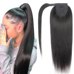 Wigs Wigs Wigs Richgirl Wrap Around Ponytail Human Hair Brazilian Straight Pony Tail Hair for Black Women Remy Hair Natural Colour