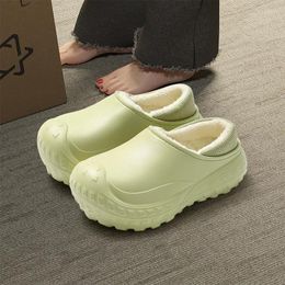 Slippers Thick Non-slip Sole Winter Women Home Cotton Waterproof Plush Soft Fluffy Warm For Female Indoor Shoes