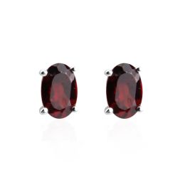 Earrings GEM'S BALLET Natural Oval Simple Garnet Stud Earrings Genuine 925 Sterling Silver Gemstone Earrings For Women Fine Jewellery Gift