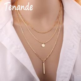Necklaces Tenande Simple Style Multi Layer Statement Charm Jewelry Small Sequins Stripe Necklaces & Pendants for Women Party Jewelry Gifts