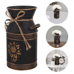 Vases Flower Pot Pots For Plants Simple Decorations Flowerpot Bucket Metal Vase Galvanised Sheet Novel Retro Fresh