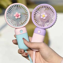 Other Appliances Mini USB Portable Fan Charging Portable Fan Electr Summer Home Outdoor Stand Mobile Handheld Convenient and Cute Flower J240423