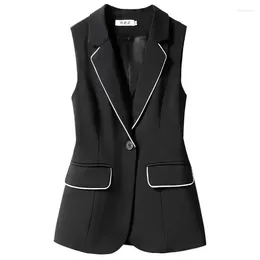 Women's Tanks 2024 Ashion Suit Waistcoat Woman Spring And Autumn Sleeveless Blazer Jacket Female Loose Solid Colour Vest Ladies Tops W159