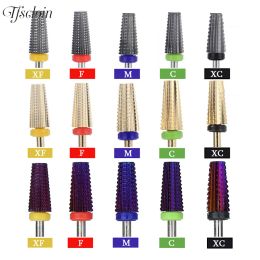 Bits Professional 5 In 1 Purple Tungsten Carbide Nail Drill Bits 3/32'' Shank for Acrylic Hard Gel Nail Fast Remove Nail Accessories