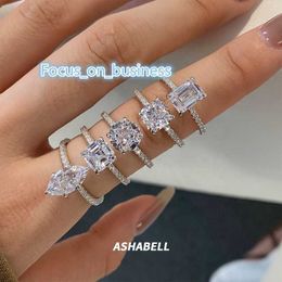 Diamond Ring Light Luxury Finger Ring S925 Silver Cut High Carbon European and American Fashion Flower Ice Female Micro Insert -