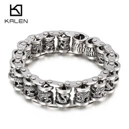 Strands Kalen Vintage Ancient Dragon Totem 17mm Amulet Men's Bracelet Stainless Steel Jewellery