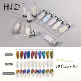 Glitter HNDO 10 Colours Set Liquid Chrome Powder Aurora Metallic Effect for Professional Nail Art Manicure Nails Pigment WT Series