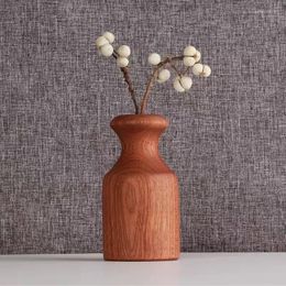 Vases Wooden Handmade Flower Vase Arrangement Desktop Decoration Retro Dry Ornaments