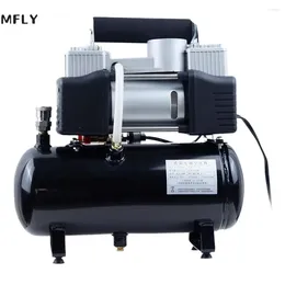 Carpets 12V 220V Silent Oil-Free Air Compressor Automatic Start Stop Portable Dual Cylinder Pump Car Tyre Inflator