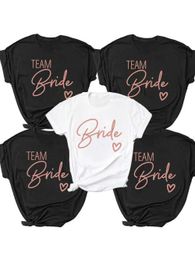 Women's T-Shirt Women Team Bride Squad T-shirts 2022 Black Hen Party Bachelorette Party White Grey Girl Wedding Female Tops Tees 240423