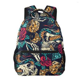 Backpack Aesthetic Teenager Girls School Book Bag Large Capacity Travel Key Rose Flower Diamond Snake