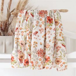 Sweaters Bamboo Cotton Baby Muslin Swaddle Warp 2 Layers New Born Swaddle Floral Muslin Diaper