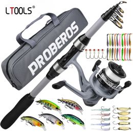 Accessories Long Range Portable Fishing Rod & Reel Set 1.8m Telescopic Rod 5.2:1High Speed Spinning Reel Combo Bag Line Baits Hooks Set