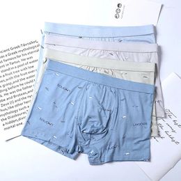 Underpants Men's Mid-waist Modal Underwear Cartoon Print Large Size Boxer Shorts Solid Colour Breathable Tide