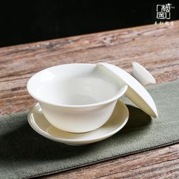 Teaware Sets Ceramic Whiteware Cover Bowl Three-Force Tea Jade Porcelain Cup Large Set Gaiwan Shop