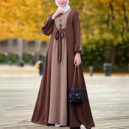 Ethnic Clothing Muslim Women's Prayer Dress Middle East Islamic Colour Matching Long Skirt With Pullover Abaya Khimar Jilbab Kaftan