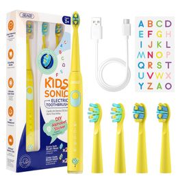 Seago Kids Electric Toothbrush for 6Years 5 Modes Rechargeable IPX7 Waterproof Power Sonic Replacement Head SG2303 240415