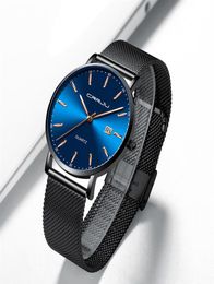 2020 Fashion Mens Watches CRRJU Top Brand Luxury Blue Waterproof Watches Ultra Thin Date Simple Casual Quartz Watch Men Sports Clo3894695