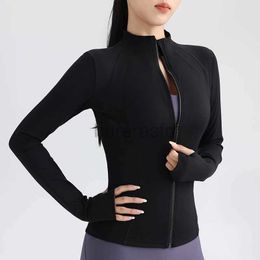 Active Sets Gym Womens Full Zip Yoga Top With Thumbholes Fitness Running Jacket Stretch Fit Long Sleeve Round Neck Top Sportswear 240424