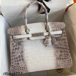 Handbag Handsewn Honey Wax Platinum Thread Himalayan Crocodile Skin Handheld Ladies Business Dinner Womens Bag Simple and Magnificent Handmade Genuine Leather