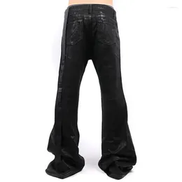 Men's Pants Niche Designer Style Wax Coated Black Casual Trousers For Men