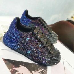 Casual Shoes 2024 35-43 Gradient Colour Sneakers For Women Platform Boots Fashion Versatile Black Crystal Design