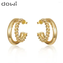 Stud Earrings Dowi Irregular Geometric Metal Huggie Hoop Circle Gold Color Plated For Women Fashion Statement Party Jewelry