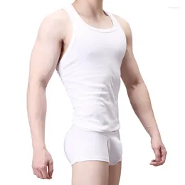 Men's Tank Tops Youth Elastic Tight Ribbed Cotton Top Men Clothing Lycra Slim Fit Sweat-absorbing Breathable H-shaped Bottom Home Lingerie