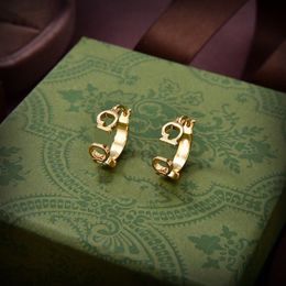 Fashion Designer Gold Stud Earrings for Women Fashion Brand Brass Letter Geometric Big Annulus Earrings Inlay Crystal Rhinestone Eardrop Wedding Jewellery
