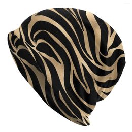 Berets Gold Zebra Black Animal Cap Stripes Goth Autumn Winter Outdoor Skullies Beanies Hats Male Spring Warm Bonnet Knitting