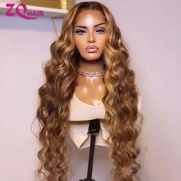 Highlight Wig Human Hair Body Wave 13x6 HD Lace Frontal Wigs For Women 200% Glueless 4x4 13x4 Full Front 240408