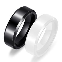 Bands Fashion wide 6 mm black white Rings Space ceramic Jewellery ring Wholesale simple tail ring of men and women party accessories